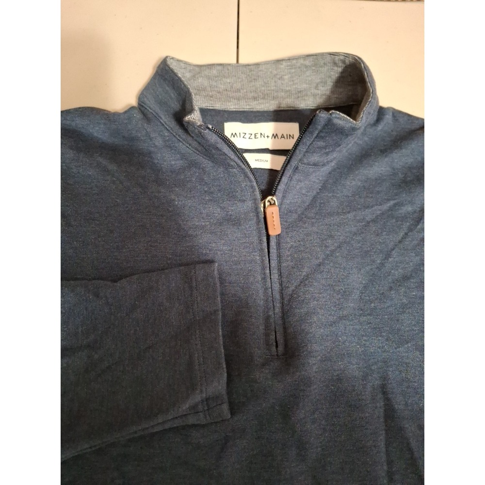 Mizzen+Main Stanton Quarter Zip Pullover Sweater Mens Medium‎ Navy Blue